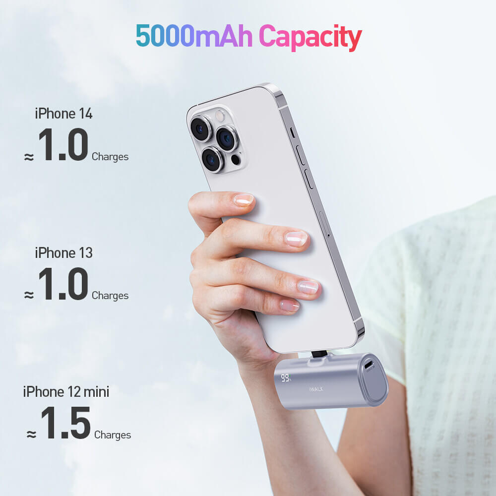 แบตเตอรี่สำรอง IWALK LINKPODX 5000 MAH สี SILVER เปลี่ยนหัวชาร์จได้ทั้ง LIGHTNING และ TYPEC_4